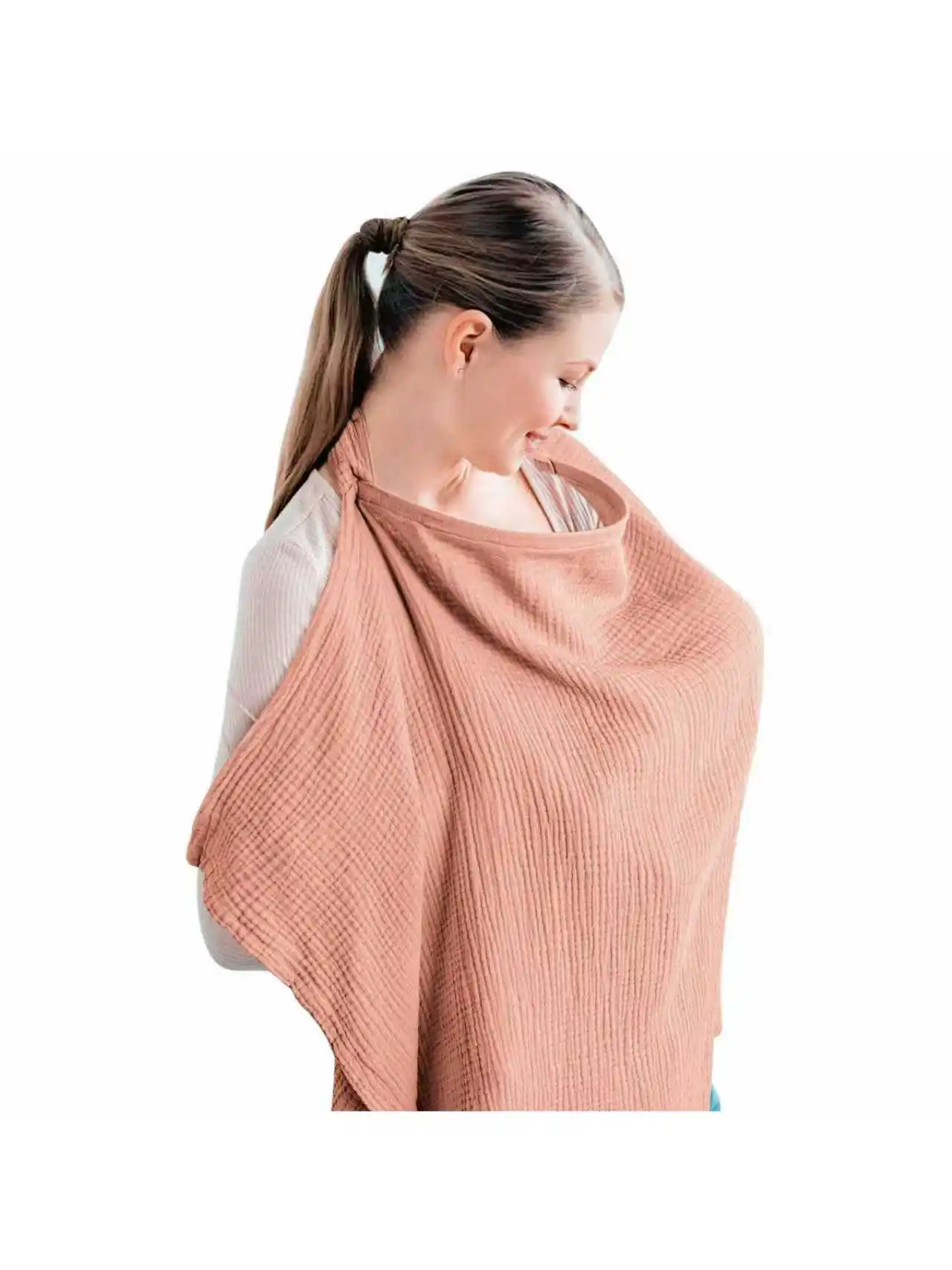 Multi-Functional Waffle Cloth Nursing Dress Outdoor Breastfeeding Cover Shawl for Modesty And Exposure Prevention