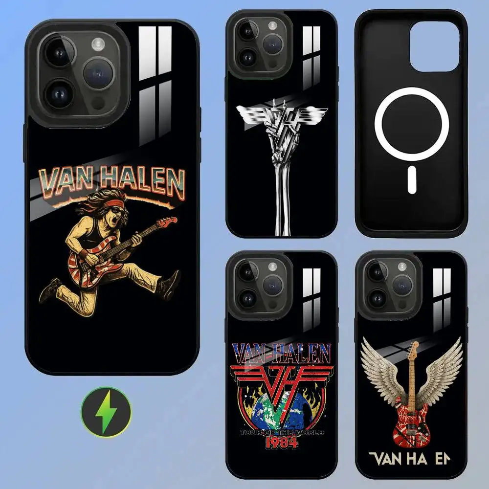 

Van Halen Wireless Charging Glass Texture Printed Phone Case For iPhone 11/12/13/14/15/16/17 Plus, Pro, Pro Max & Air