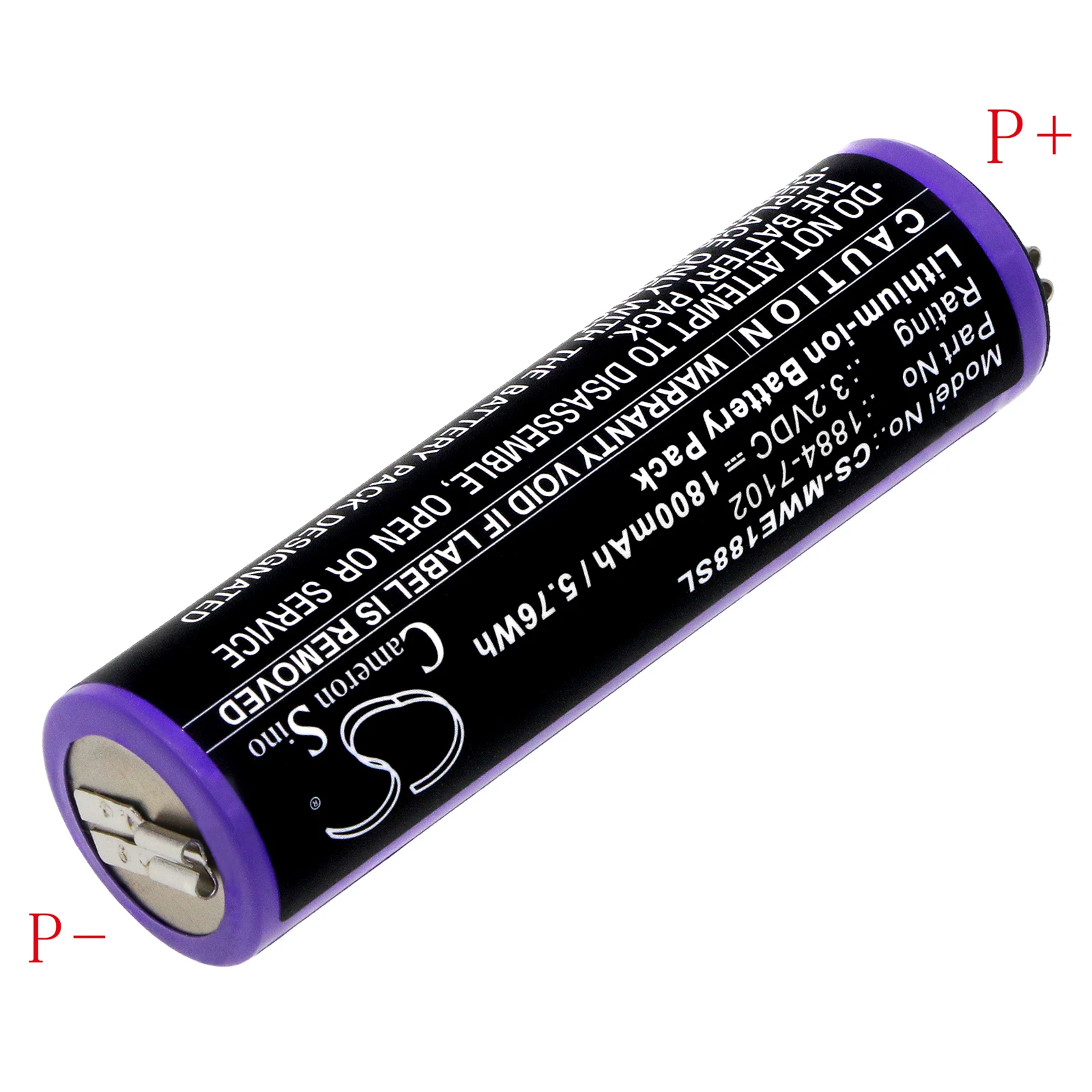LiFePO4-Rasierakku für Moser, 3,2 V, 1800 mAh, kompatible Modelle: 1884 Li+Pro, Ermila 1884, Ermila 1885