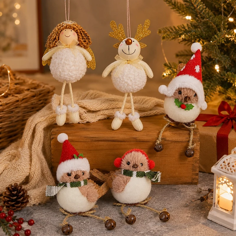 Stoffbär, Weihnachtsmann, Schneemann Puppen Anhänger Hängedekoration Weihnachtsbaum Ornamente Weihnachtsanhänger Weihnachtsfeier Dekoration – Detail 4