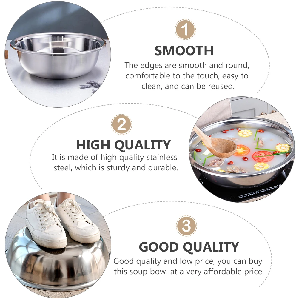 

Stainless Steel Basin Dish Washing Flour Bowl Baking Kitchen Prep Pan Vegetable Washer