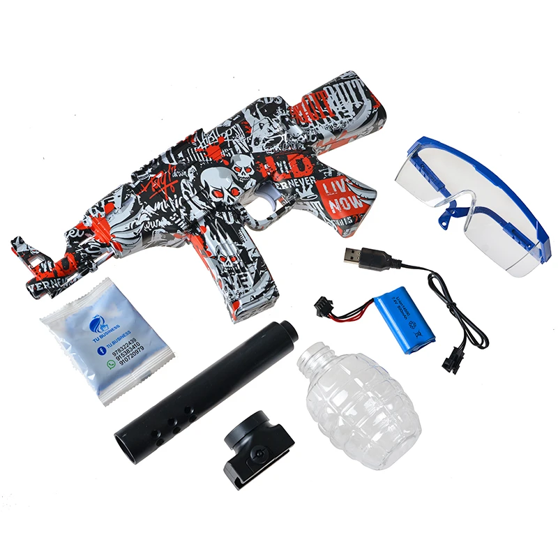 WENGOU 7.4V Electric Splatter Gel Ball With 5000 Blaster Water Beads For Outdoor Activities Shooting Team Game Toy Gun