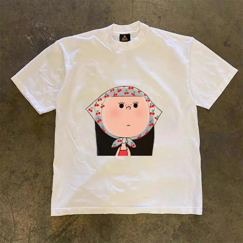 Loose Fit Cotton T-Shirt Unisex Short Sleeve Double Thread UPUPXIA Hero Print Sweat Absorbent round Neck Casual Summer Top