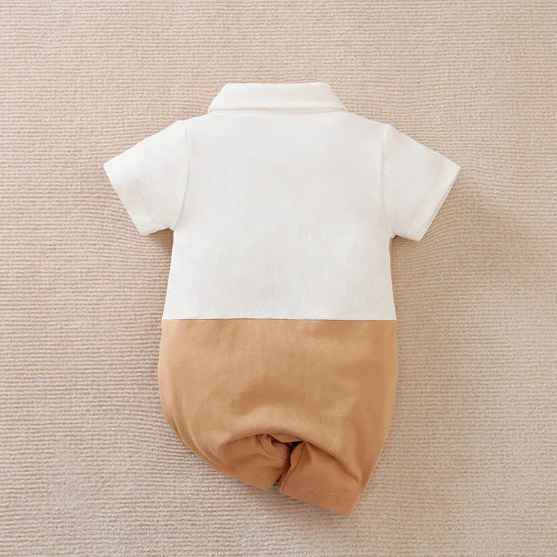 0-18 Baby Short Sleeved Jumpsuit Party Formal Attire Gentleman Handsome Vest Cotton Comfortable And Soft Summer Newborn Clothes