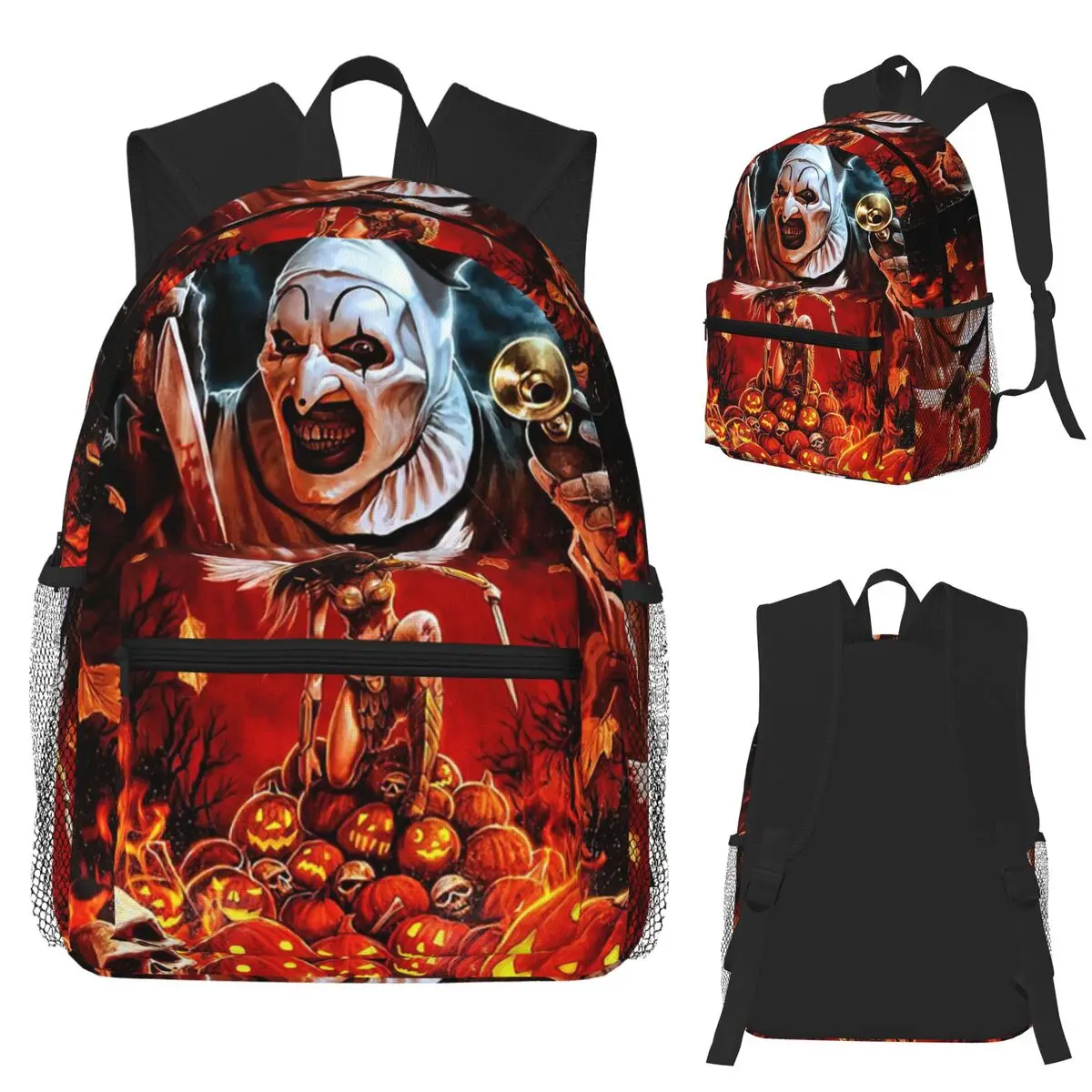 Terrifier Horror Poster Student Backpack School Bag Hiking Travel Daypack for Boys Girls Bookbag Shoulder Bags