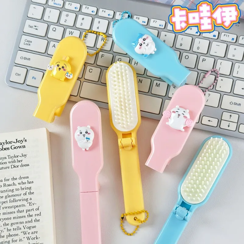 Cartoon Chiikawa Foldable Hair Comb Portable Detangling Hair Brushes Kawaii Cartoon Anti Static Head Combs Hair Styling Tools