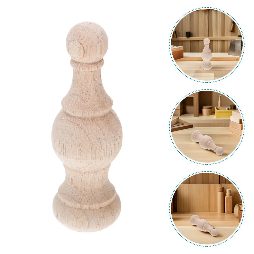 2Pcs Solid Wood Carved Bed Post Finials 14.5x5cm Elegant Staircase Furniture Curtain Rod Decorative End Caps Home Decor Wooden