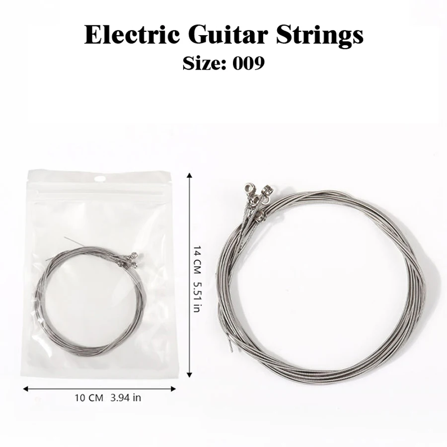 1 Set 6 Pcs Electric Guitar Strings Size 009 Metal Silver Color