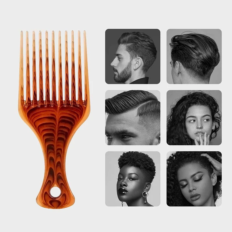 Wide Teeth Brush Pick Comb Fork Hairbrush Insert Hair Pick Comb Plastic Combs For Curly Afro Hair Styling Tools For Women Men