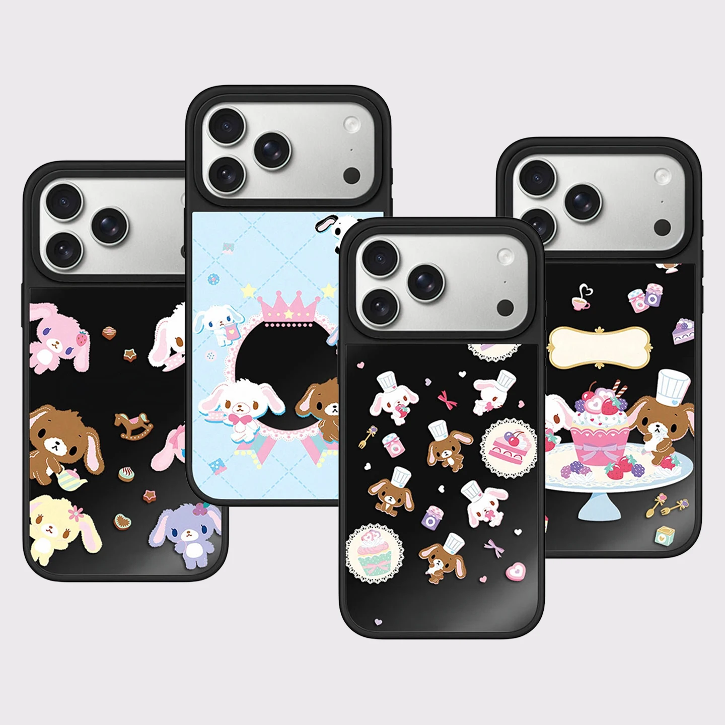 

Cartoon Bear Pink Cake Black Mirror Surface Magnetic Phone Case Cover for IPhone 13 14 15 16 17 Pro Max Case for IPhone 17 Air