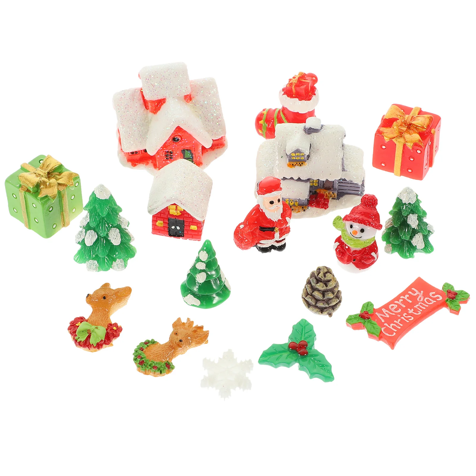 

1Set Christmas Tree Decoration Miniature Resin Micro Landscape Ornaments Christmas Miniatures Kit Miniature Xmas Decor
