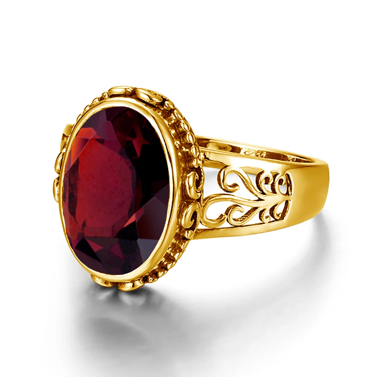 Unusual Oval Cut 10*14mm Garnet Ring Gold For Women With Stone Large Modern Female Jewelry Factory Handmade Luxury Birthday Gift