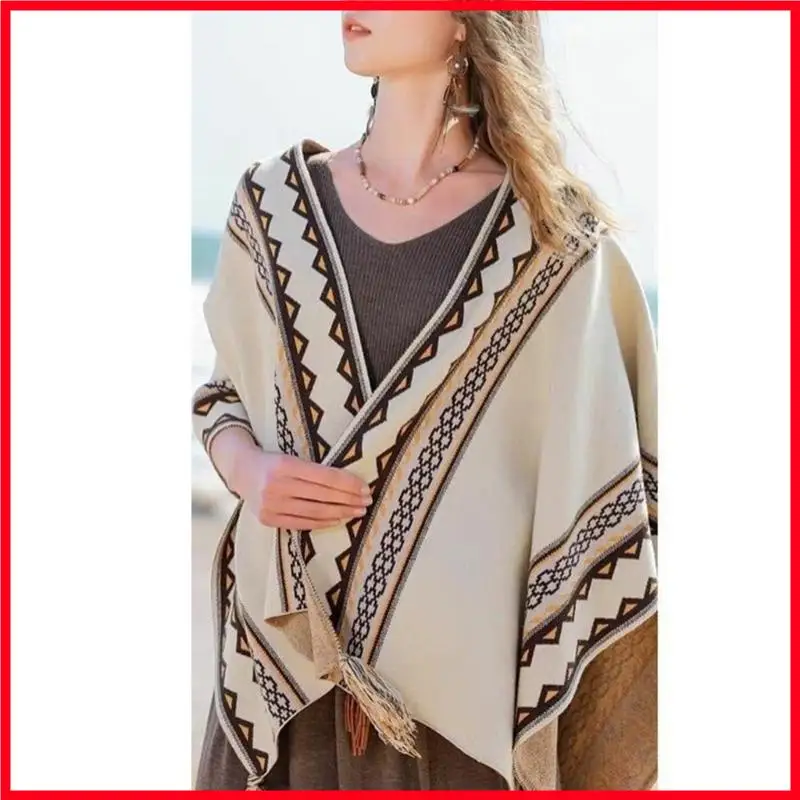 

F3MF Ethnic Embroidered Long Shawl Stylish Women Comfortable Shawl Travel Shawl for Parties and Vacations