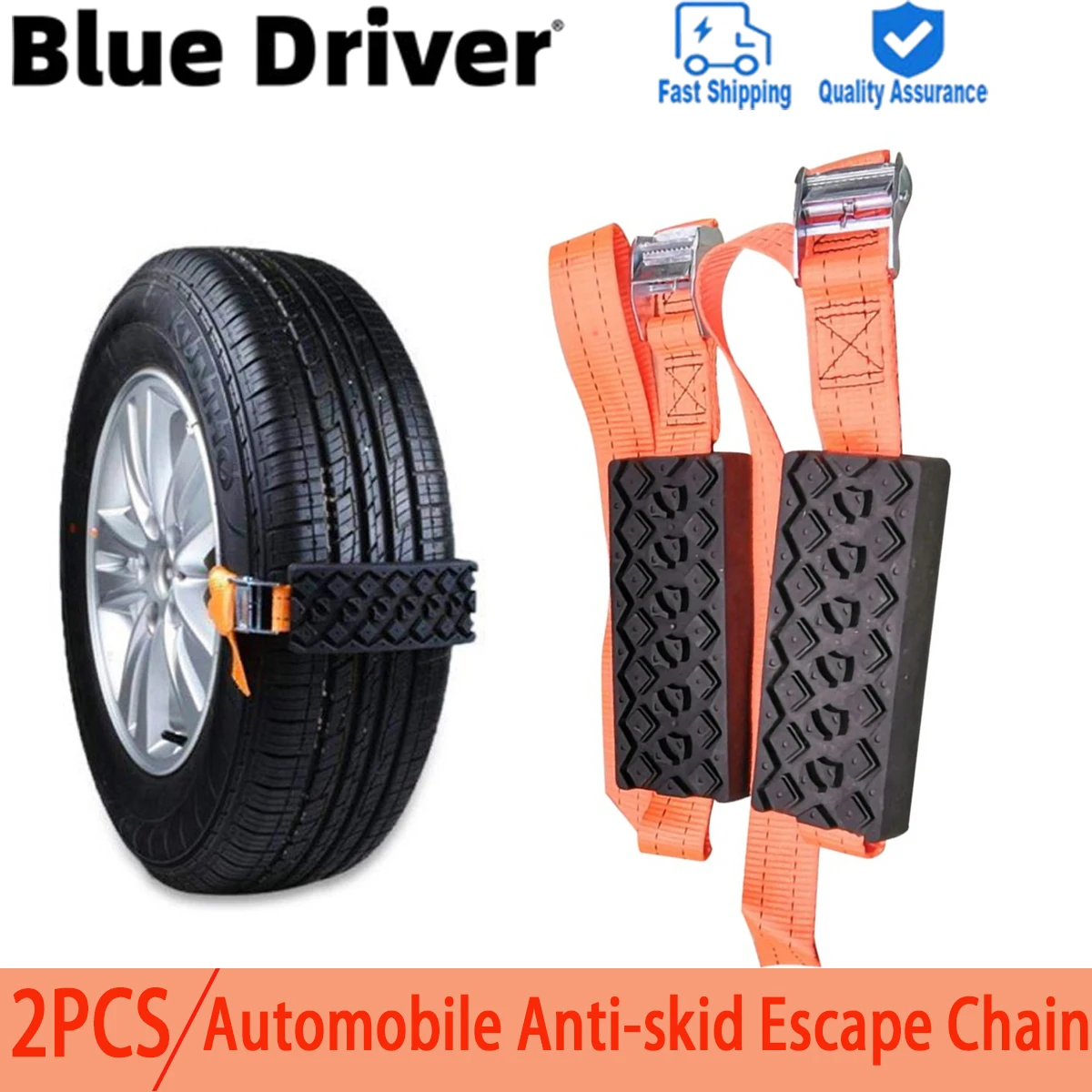 2Pcs Car Tire Snow Chains Rubble Straps Mud Sand Trouble Off-Road Vehicle Tracks Chain Emergency Traction Boards Rescue Tool