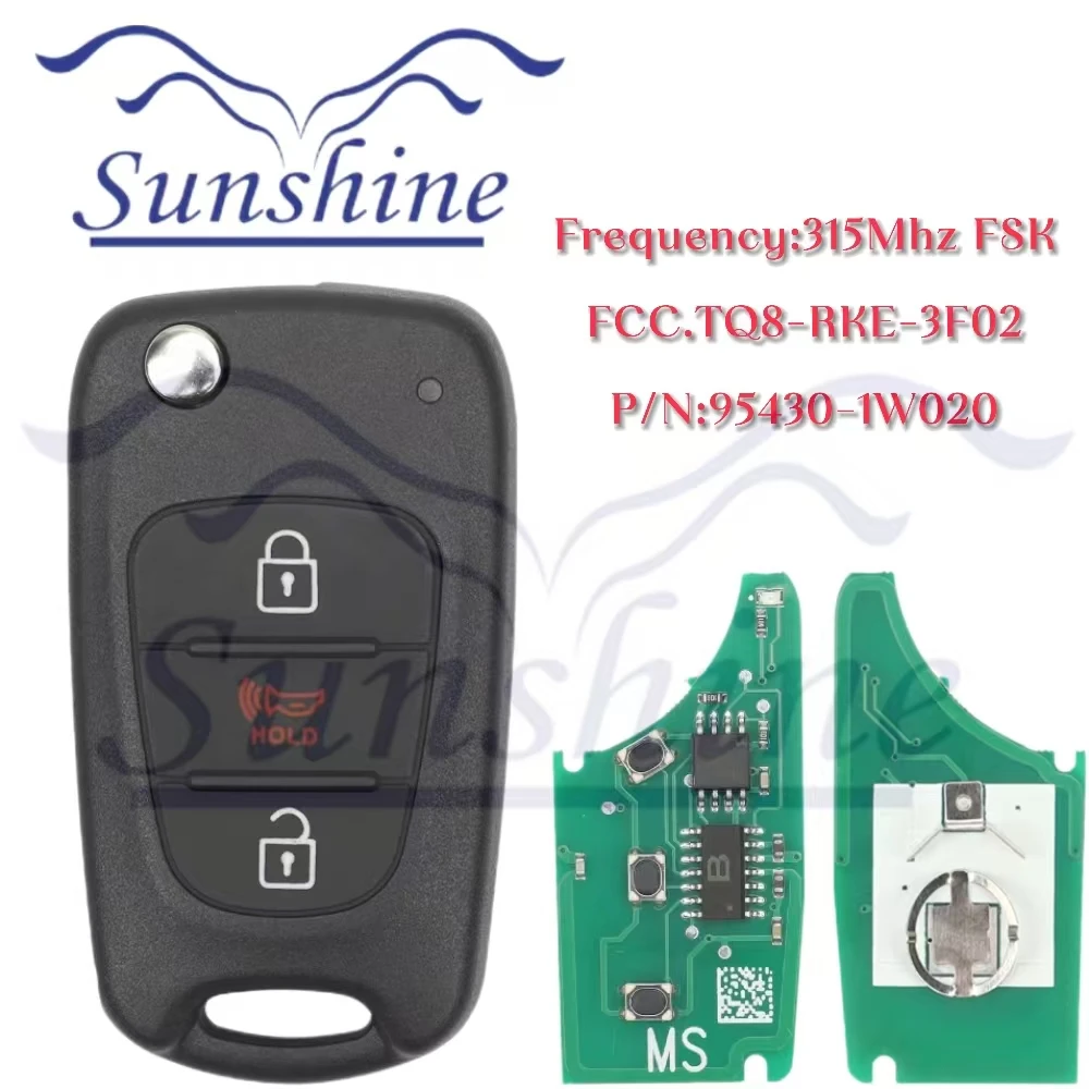 Sunshine car key TQ8-RKE-3F02 95430-1W020 for Kia Rio 2012 2013 Upgraded Remote Key Fob 315MHz