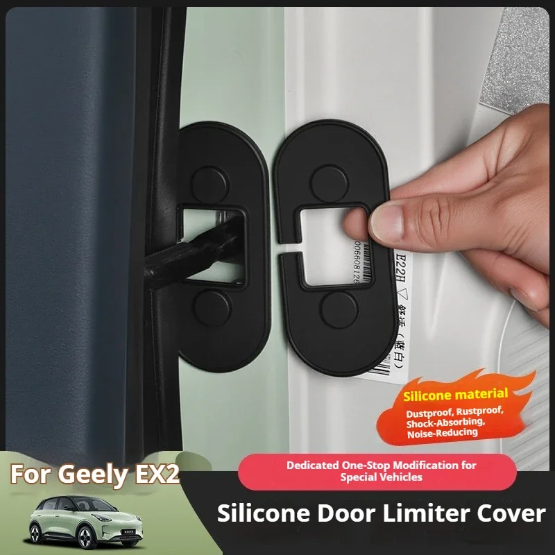 4Pcs for Geely EX2 Car Silicone Door Limiter Waterproof Anti Rust Shock Absorption Protective Covers Car Accessories