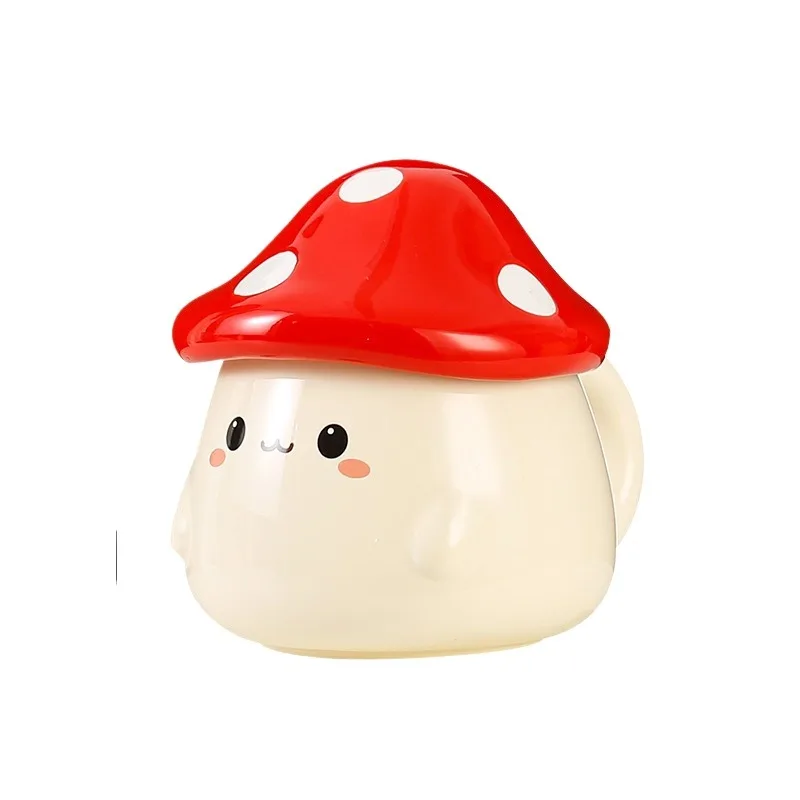 Mushroom Ceramic Mug with Lid Creative Couple's Cup Latte Mug Milk Cup Oat Cup Breakfast Cups Home Drinking Cups Tea Cups view 6