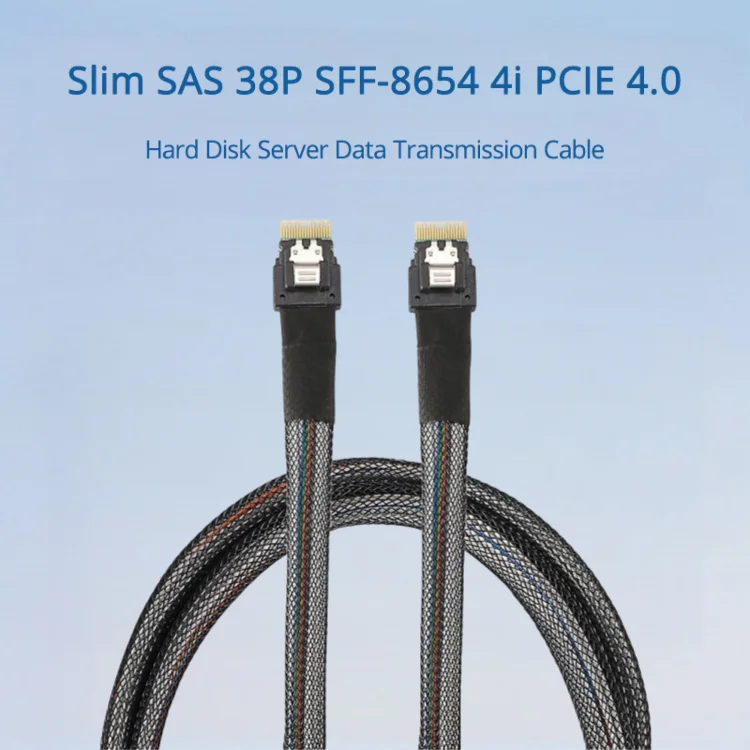 

Тонкий SAS 38P SFF-8654 4i PCIE 4.0 Жесткий диск Серверный кабель передачи данных Длина опционально 0,5 м 1 м