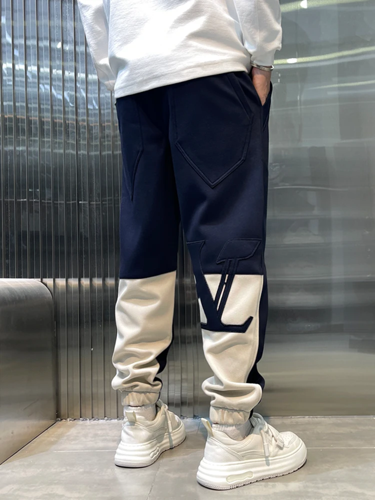 

Men's Casual Trousers Harlan Sle Loose Fit High Waist Long Pants Faionable Patchwork Design Autumn Winter New Arrival