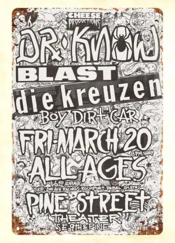 decorative wall 1987 Dr. Know, Blast,Die Kreuzen Concert Poster metal tin sign sign