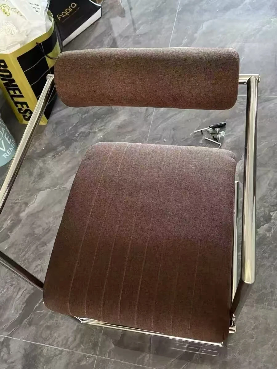 Bauhaus Dining Chair 48cm Sitting Height Designer Modern Stainless Steel Backrest Chairs Home Bedroom Living Room Furniture