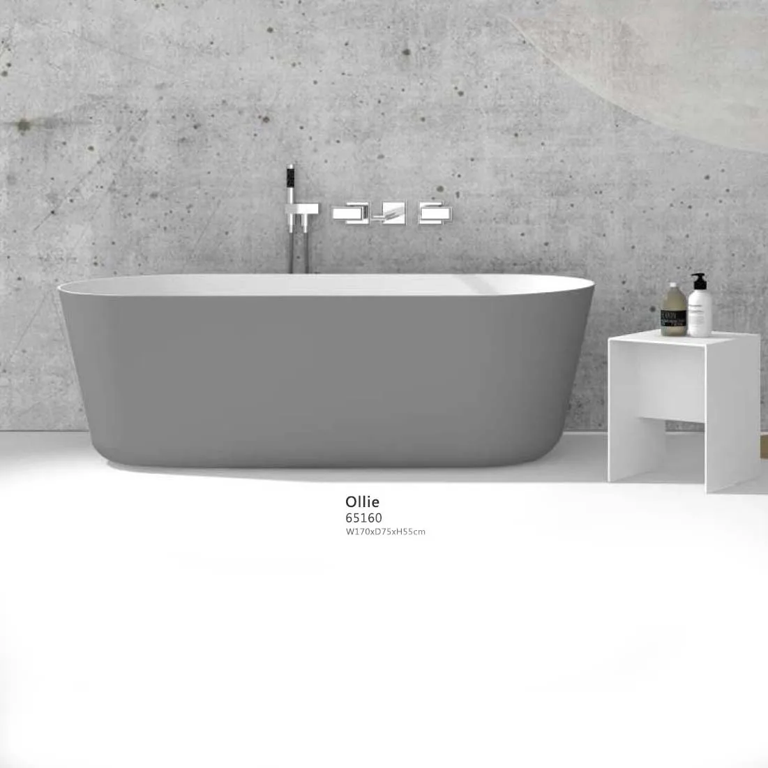 

66.9“ Bathroom 【Solid Surface Stone Bathtub Corian 】Soaking Freestanding Tub 65160A