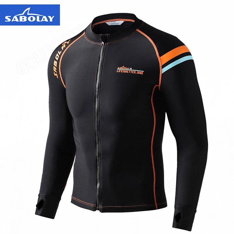 

Quick Dry Surf Suit Men's Long Sleeve Sunscreen Water Sports Front Zipper Swim Top Surf Wetsuit Top