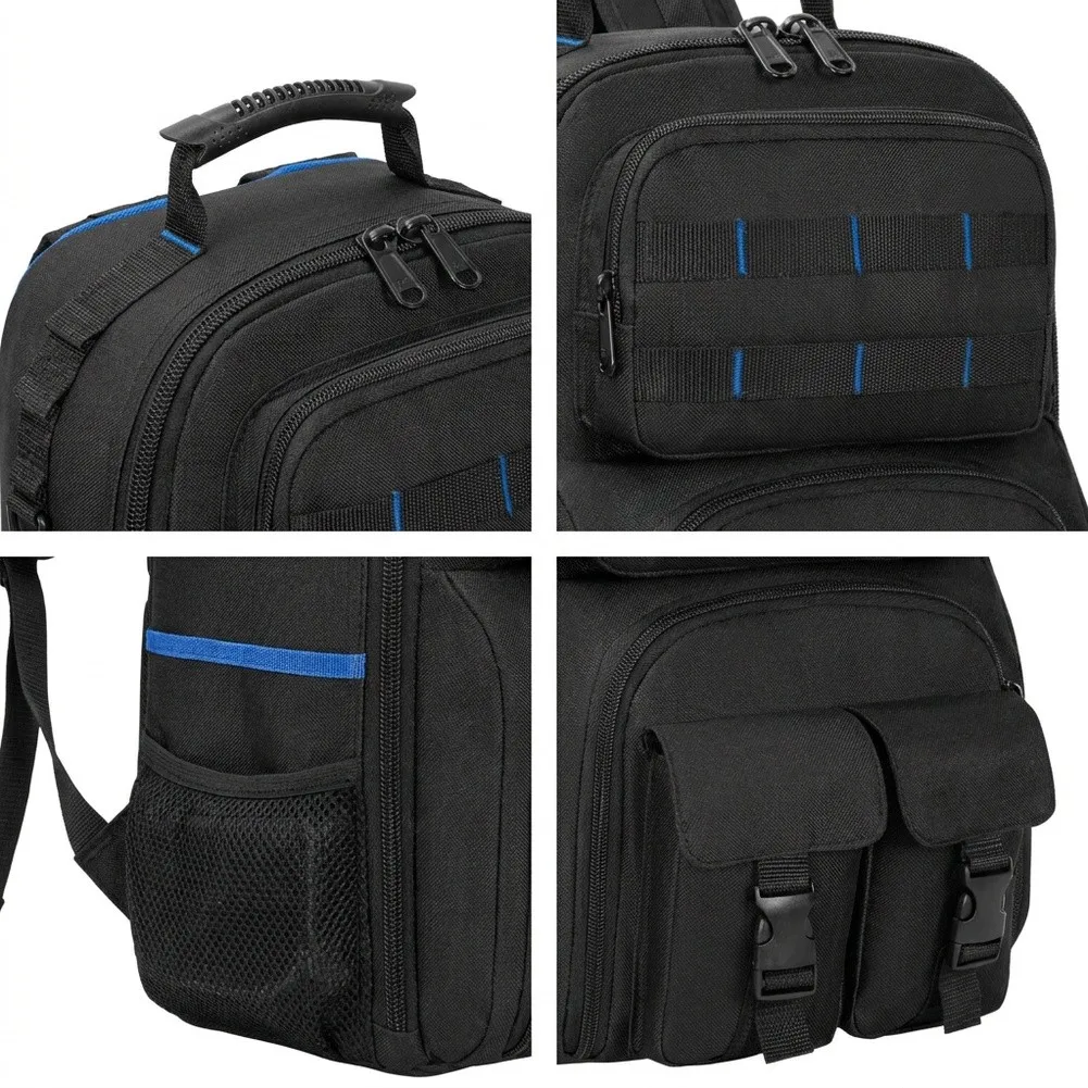Portable Tool Storage Backpack 600D Waterproof Double Compartment Hardware Organizer for Electricians Plumbers and HVAC Teams