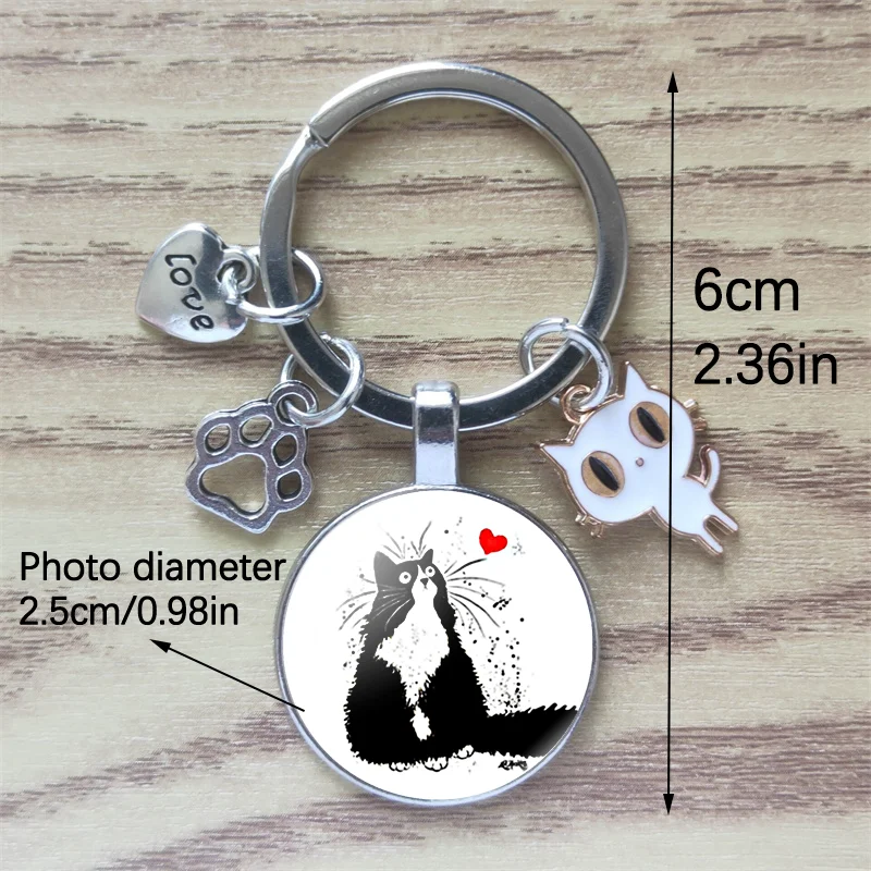 Classic Keychain Time Gem Custom Cute Animal Pet Paw Print I Love Cat Car Key Ring Men Ladies Fashion Alloy Memorial Gift