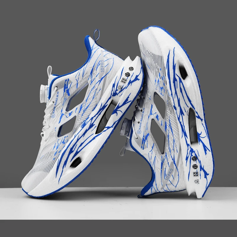 Dämpfende Laufschuhe für Männer und Frauen, leichte, dicke Sohlen, flexibel und belastbar, sportliches Design, passen sich der Fußform an, geeignet für den täglichen Freizeitgebrauch, Fitnesstraining, Straßen- und Bahnlauf, Outdoor-Sport, Langlauf, Wandern, Bergsteigen usw. Paar-Stil. – Detail 11