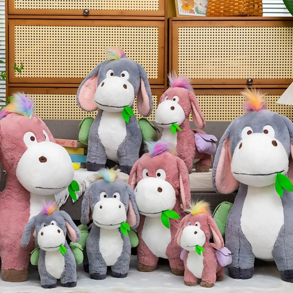 Kawaii 30cm mochila burro brinquedos de pelúcia dos desenhos animados bonito animal boneca de pelúcia brinquedo presente decoração para casa burro ornamento de pelúcia crianças