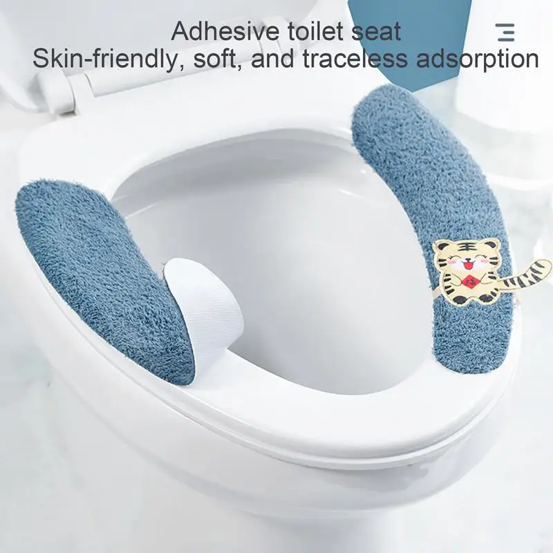 Toilet Seat Cover Pad Thick Warm Cushioned Washable Reusable Adhesive Raised Pad For Maximum Relief Cushioned Lid Covers