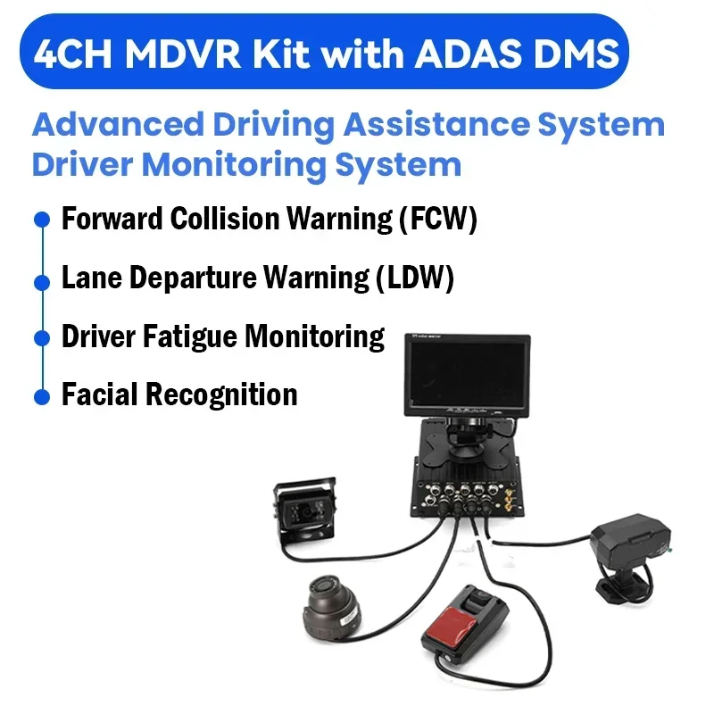 FL&OEM AI MDVR ADAS DMS Vehicle Forward Collision Warning Driver Fatigue Warning Mobile DVR with 4G GPS Fleet Management System