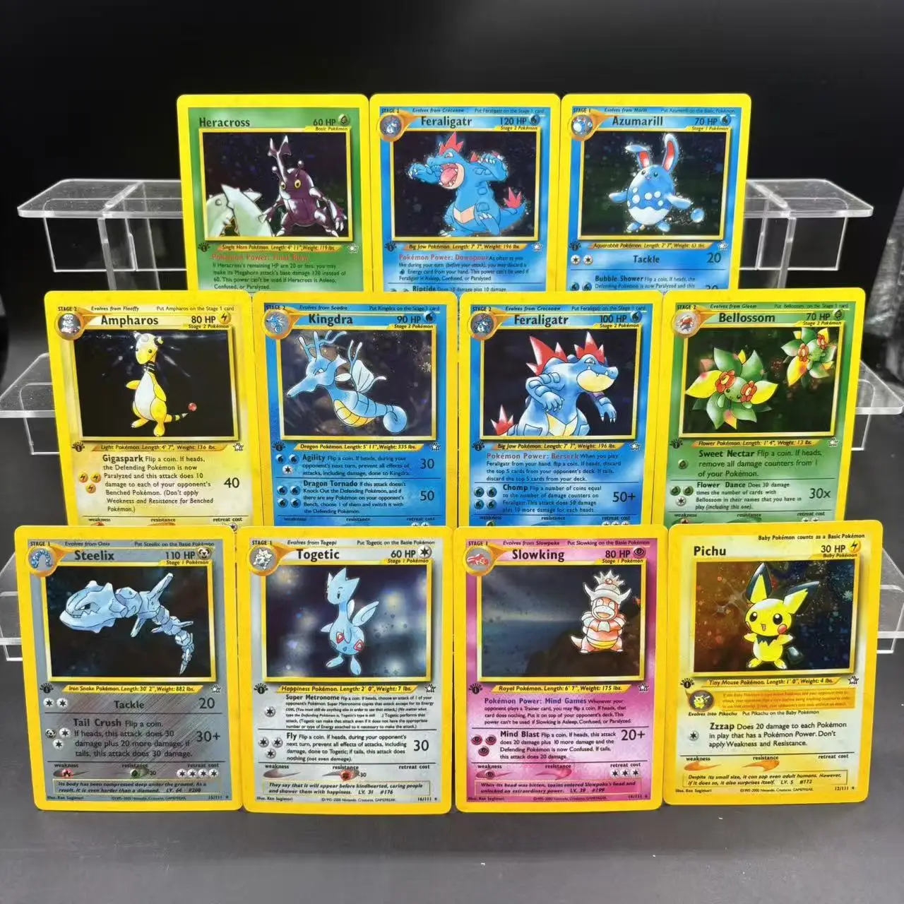 

11Pcs/set Ptcg Generation 1 Pichu Feraligatr Slowking Steelix English Flash Card Diy Self Made Anime Collection Card