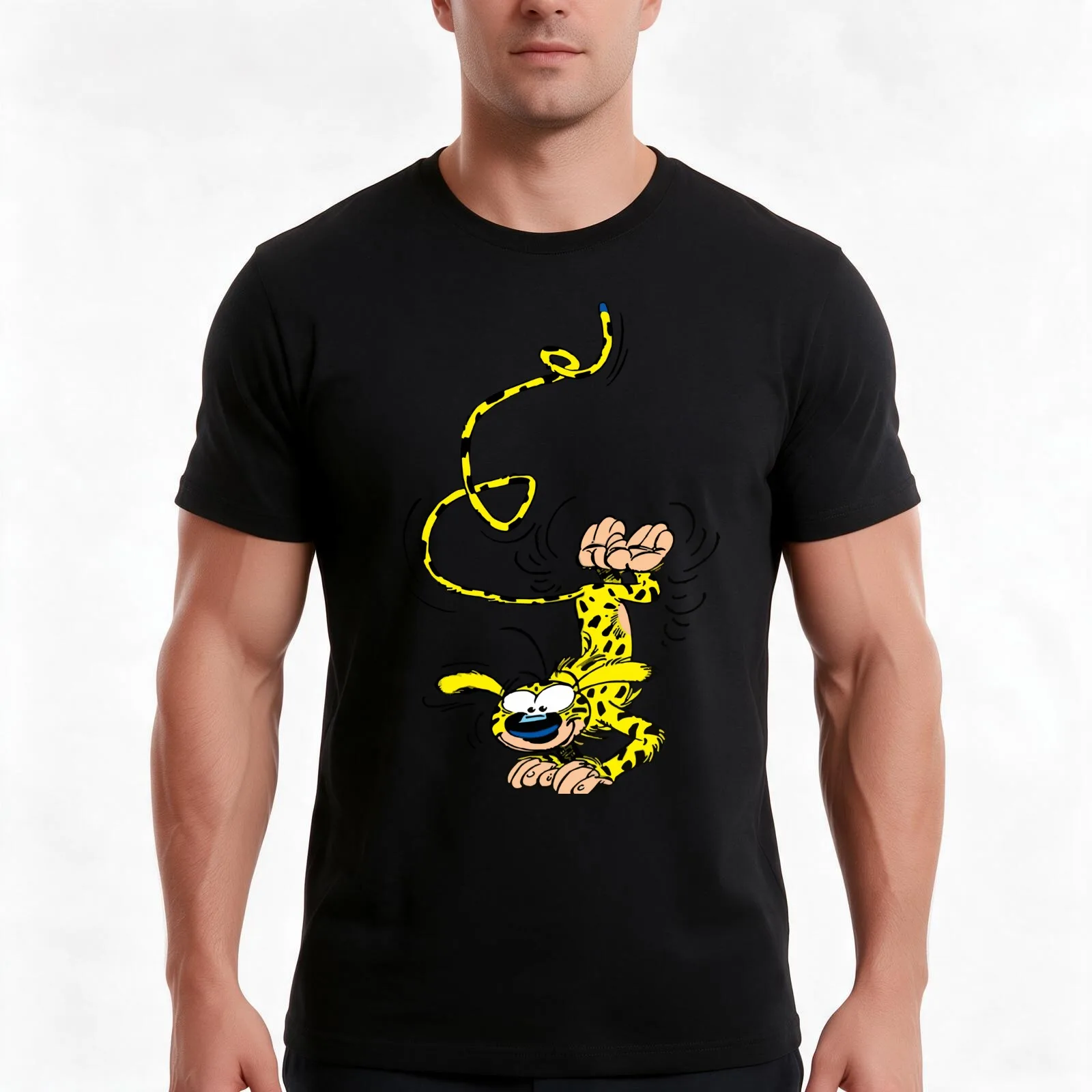 Marsupilami handstand T-Shirt, Summer Casual Cotton Tee, Oversized Streetwear Tops, Vintage Graphic Print, Unisex Men Women