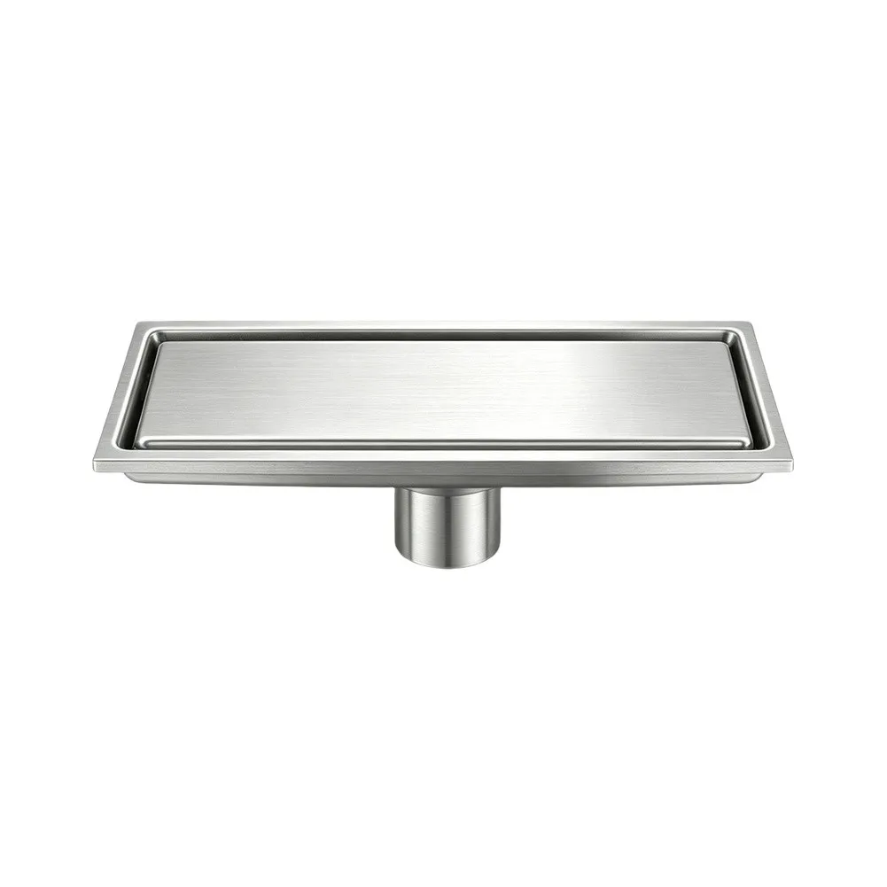 304 Stainless Steel Brushed Linear Shower Drain with 2in1 Flat Design and For Tile Insert Cover for Seamless Floor Integration