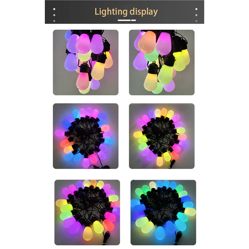 Inteligente LED String Lights para Jardim, impermeável, ao ar livre, Pátio Luz, festão, Decoração do casamento, RGBW, S14 Lâmpada, Wi-Fi, Dropshipping, 12m