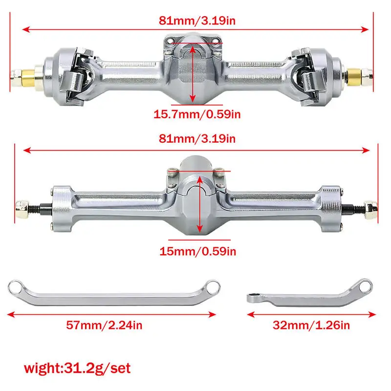+5mm Widened Front Rear Axle 1/30 SCX30 RC Crawler For Ford Bronco Jeep Wrangler K10 Upgrade Spare Parts Model Car Mod Accessory