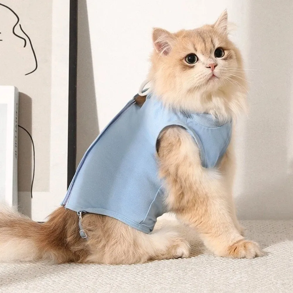 

Adjustable Cat Recovery Suit Comfortable Soft Cat Sterilization Suit Breathable Solid Color Pet Anti-Lick Suit Pet Supplies