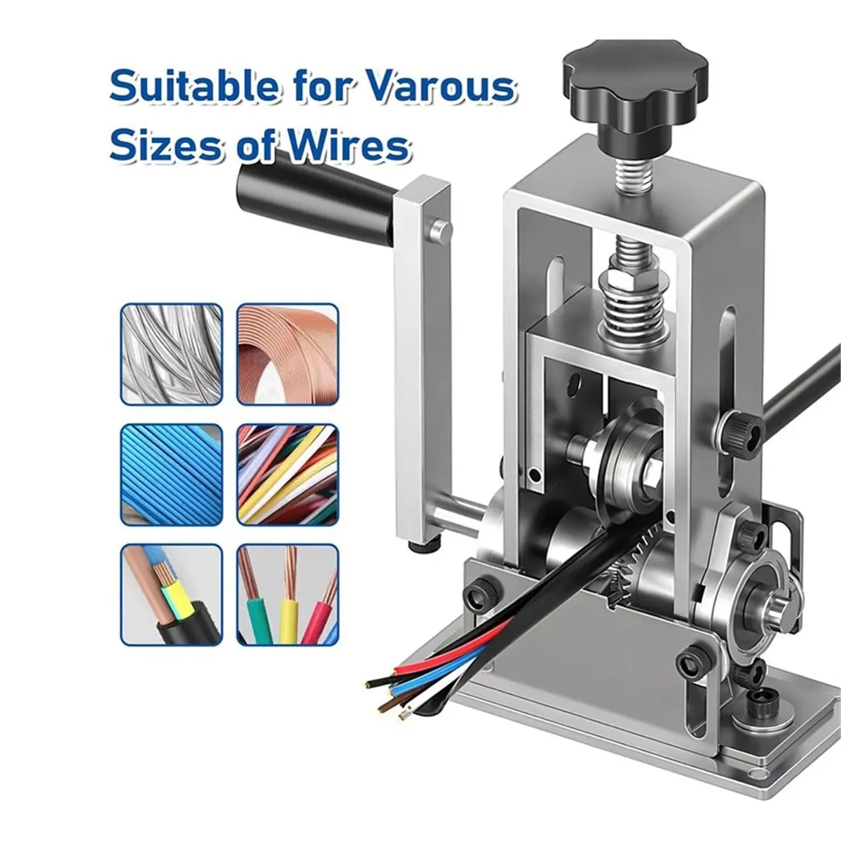 Home Tool 4 Pcs Steel Detachable Blades Manual Wire Stripper Replacement Blades for Electric Hand Crank Stripping Machines