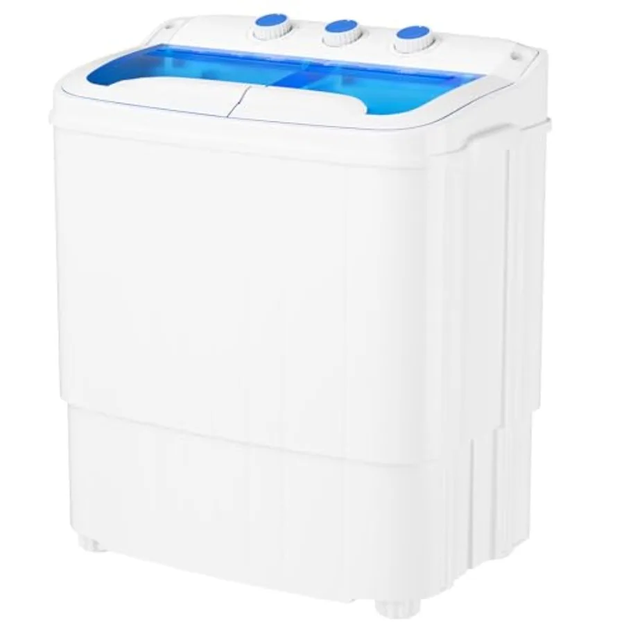 Portable 12 lbs Mini Washing Machine with Spin Dryer Gravity Drain Drain Pump Compact Timer Control Laundry Washer for rtment D