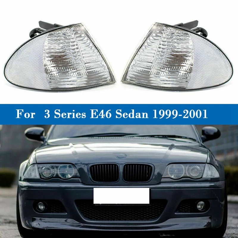 Pair Park Signal Corner Marker Lights Lamps Lenses For-BMW 3 Series E46 1999-2001 Sedan Wagon 63136902765 63136902766