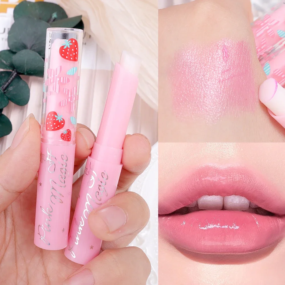 Strawberry Moisturizing Lipstick Temperature Color Change Anti-drying Hydration Lip Balm Waterproof Lasting Gloss Lips Cosmetics