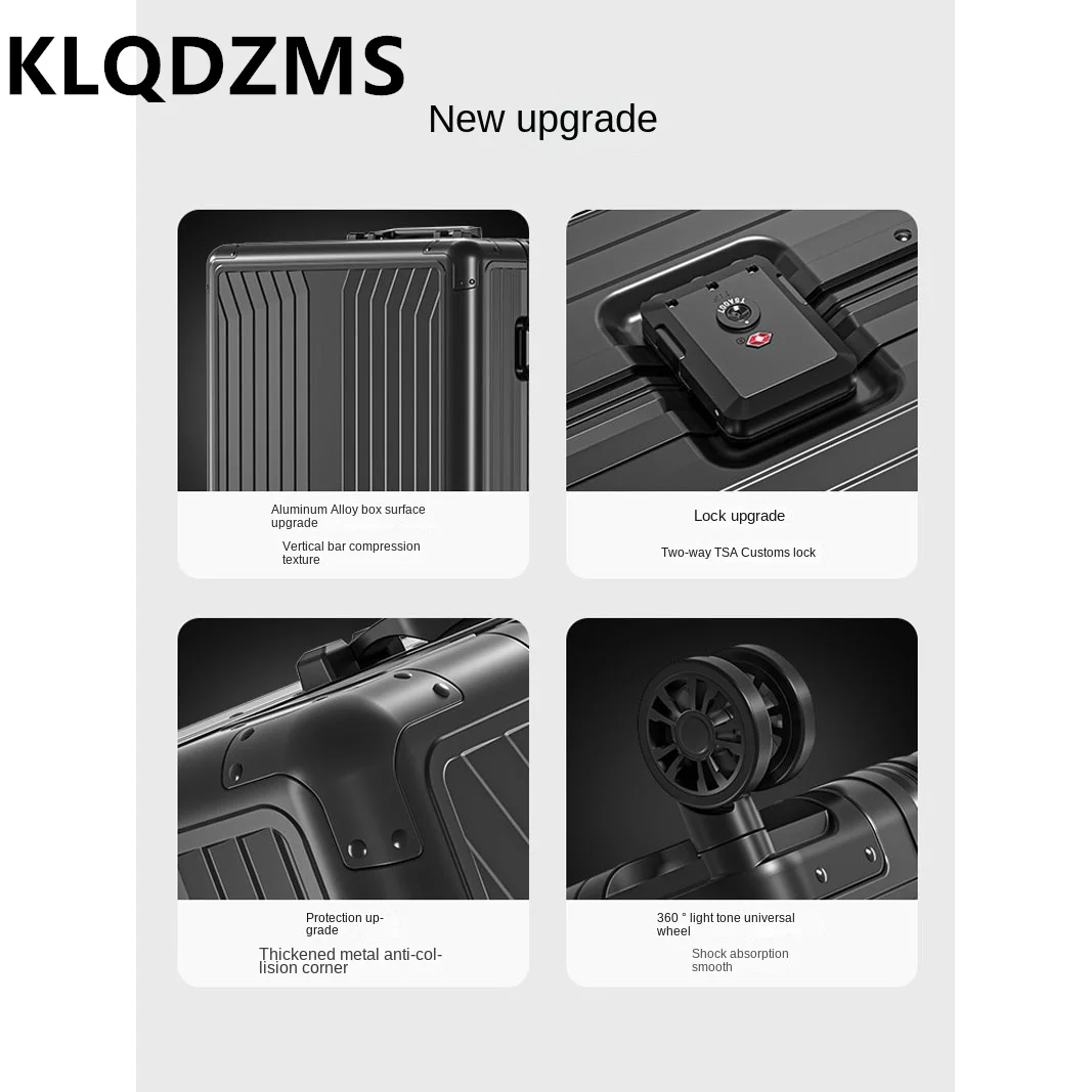 KLQDZMS 20"24"28Inch Handheld Travel Suitcase All Aluminum Magnesium Alloy Boarding Box Business Trolley Case Rolling Luggage