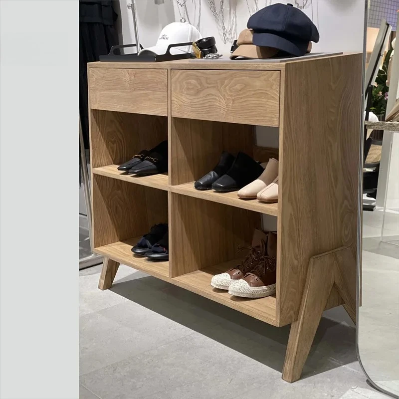 Wooden shelf against the wall Display cabinet Shoe shelf Display cabinet Boutique shelf Six chest cabinets with storage