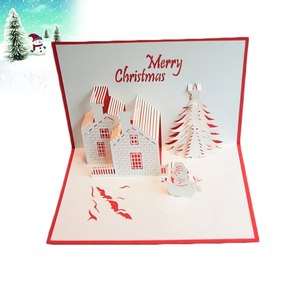 

3 -up Card Anniversary Three-dimensional Creative 3D Handwork Cards Christmas