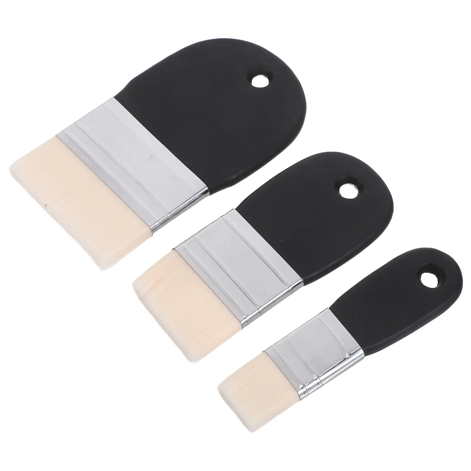 

3Pcs Professional Flat Paddle Paintbrushes Nylon Hair Sturdy Wooden Handle for Watercolor Oil Painting Texture Detailing Art