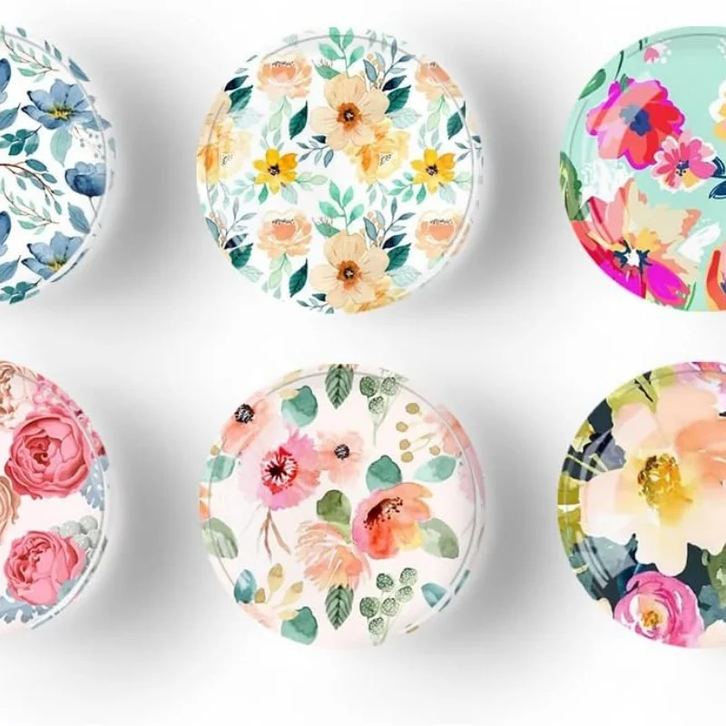 12Pcs Glass Strong Magnetic Refrigerator Magnet Fridge Sticker,Colorful Flowers Crystal Fridge Magnets Decoration for Crafts,Fri