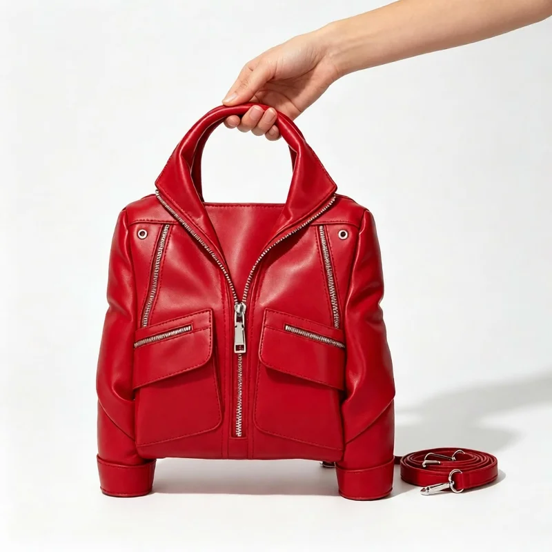 Fashion Jacket-Inspired Shoulder Bag Multi Zippers Pocket Tote Handbag Casual Crossbody Purse Travel Work Large Capacity Bag