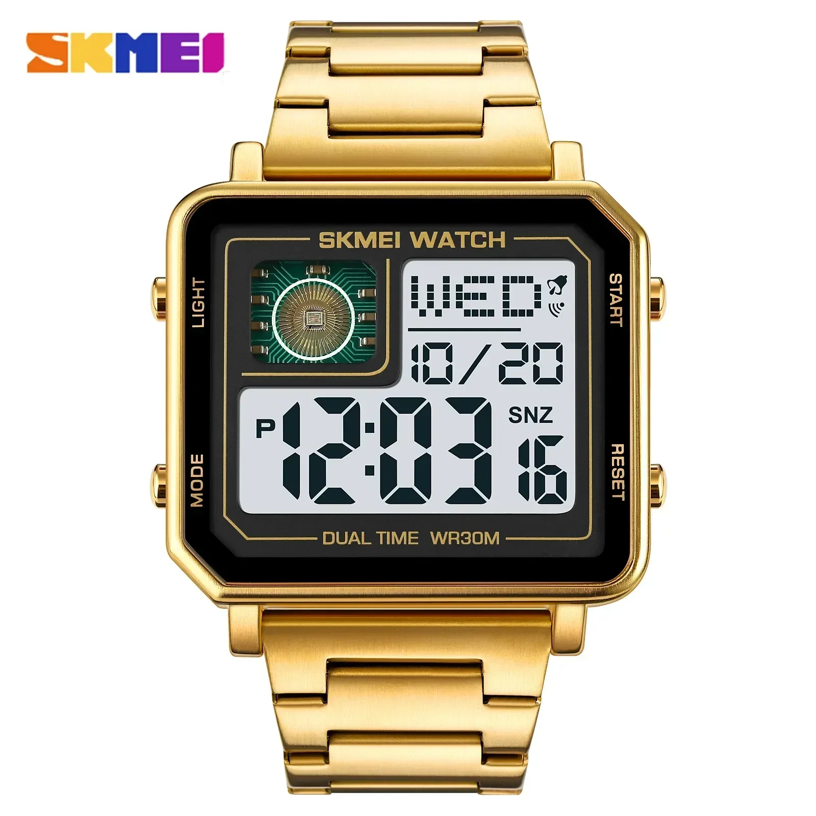 SKMEI 2033 Metal Style Digital Watch Waterproof LED Luminous Casual Square Clock reloj hombre Rectangle Men\'s Electronic watches